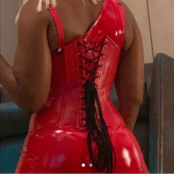 Hustler Hollywood Other - Red leather corset with zipper and lace up size m